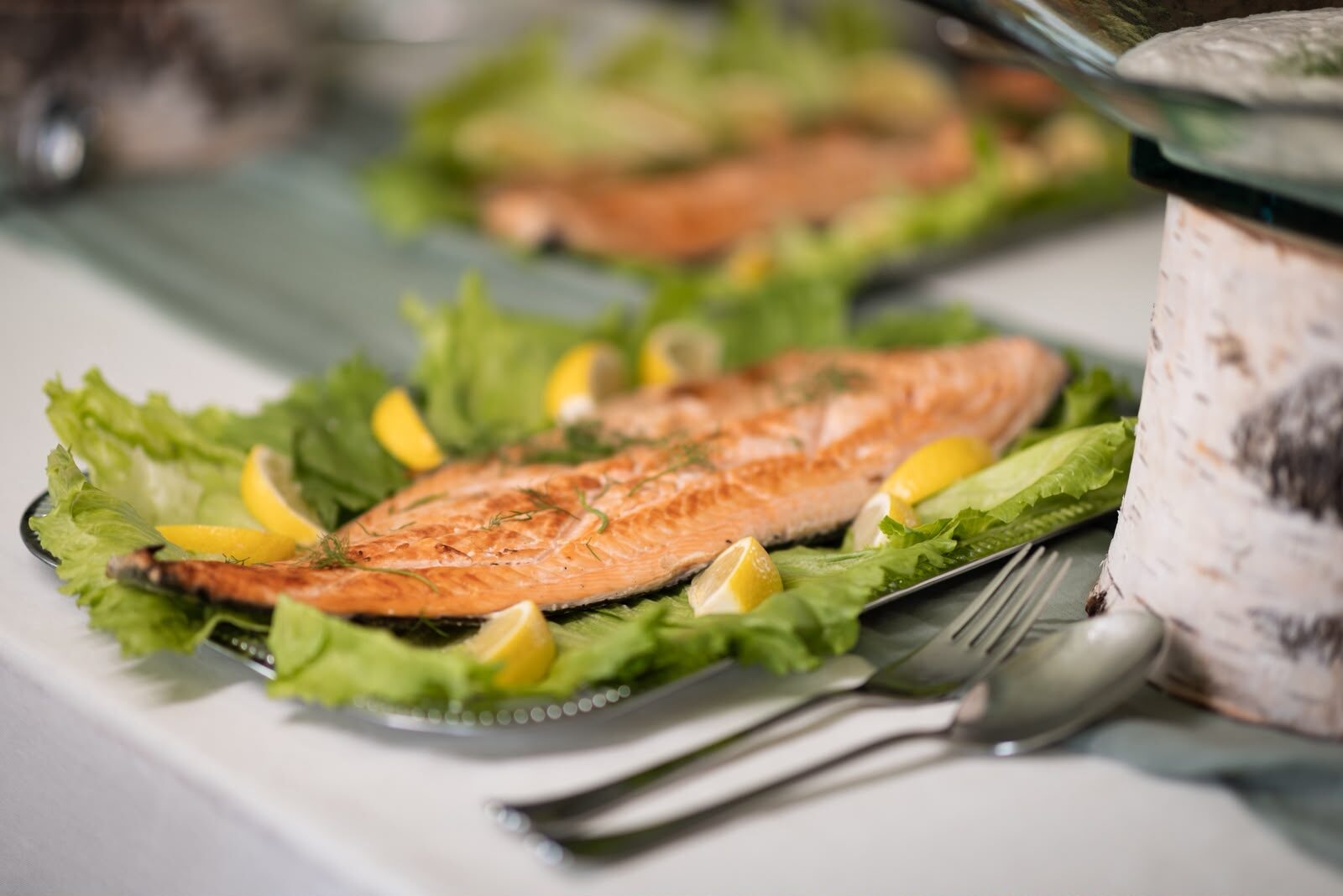 Grilled salmon fillet with fresh dill