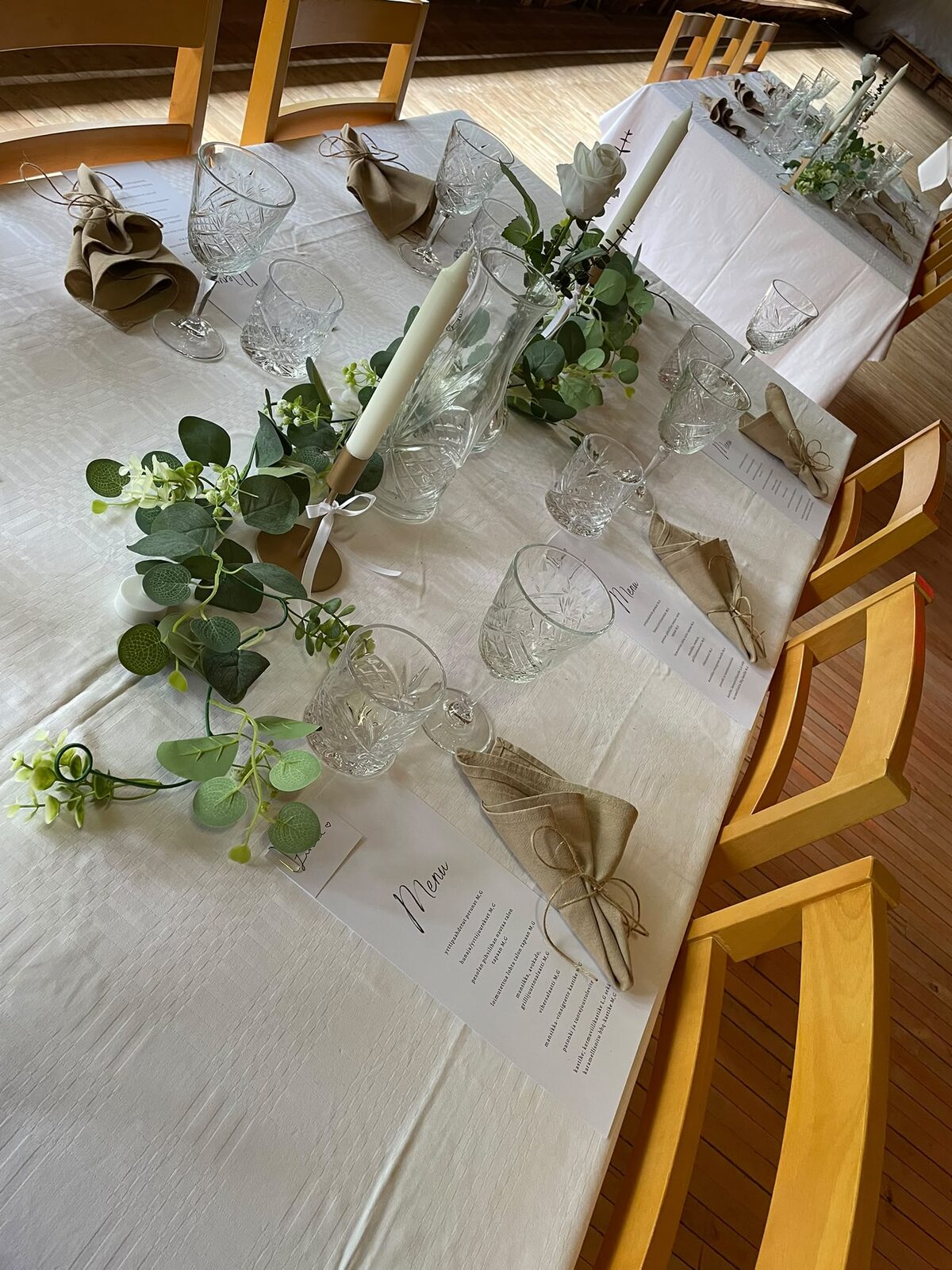 Table set with glassware and props